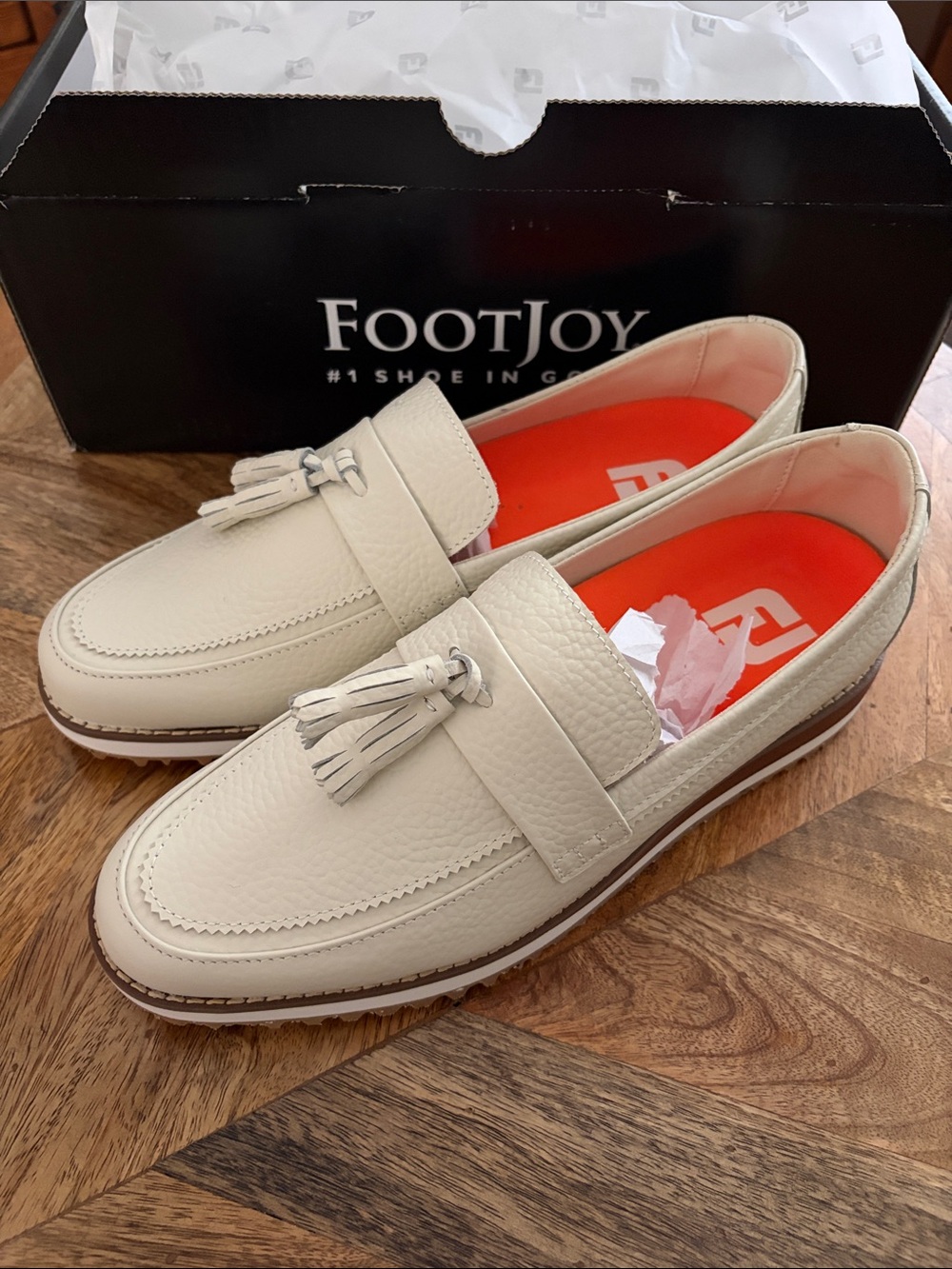 FootJoy Ladies Cream Tassel Golf Loafers